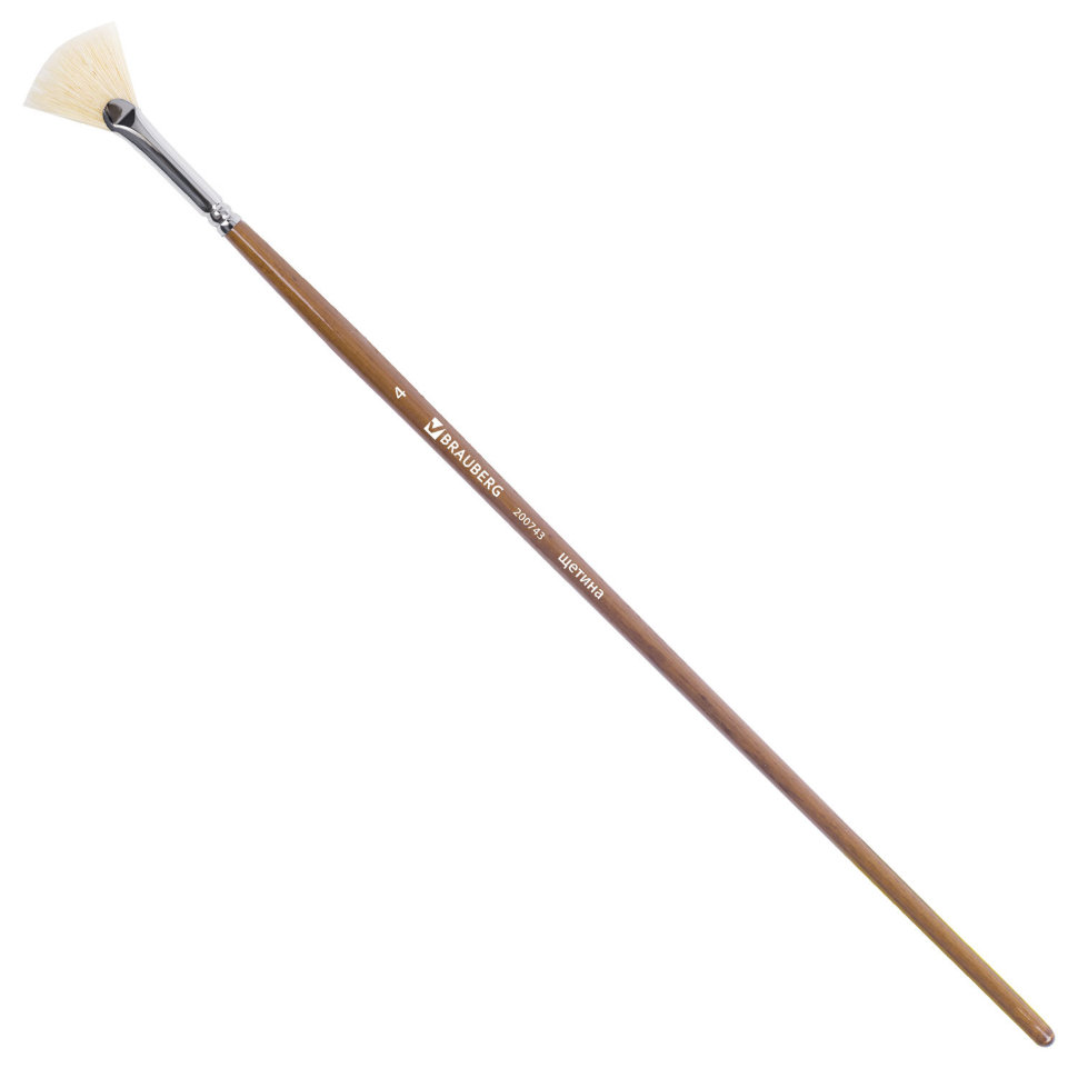 Кисть художественная щетина, веерная, № 4, длинная ручка 200743 цена за 5 шт , 